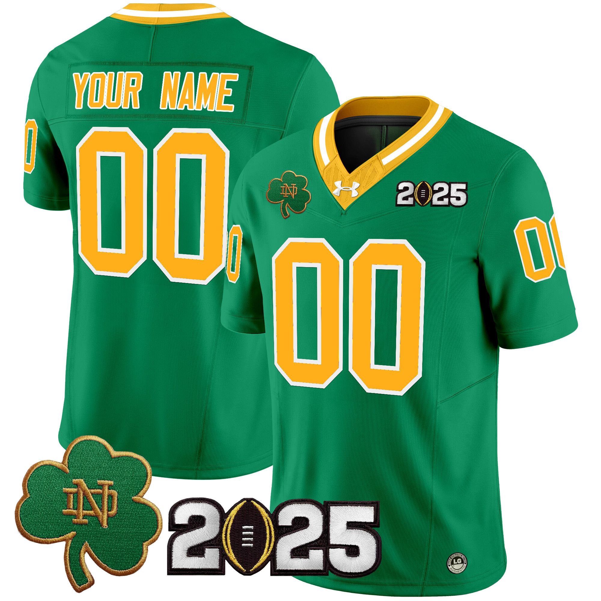 Men Notre Dame Fighting Irish Green 2025 CFP Final Patch Vapor Limited Custom NCAA Jersey style 2